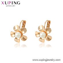 96000 xuping jewelry fashion 18k gold color flower shaped hoop earrings for women